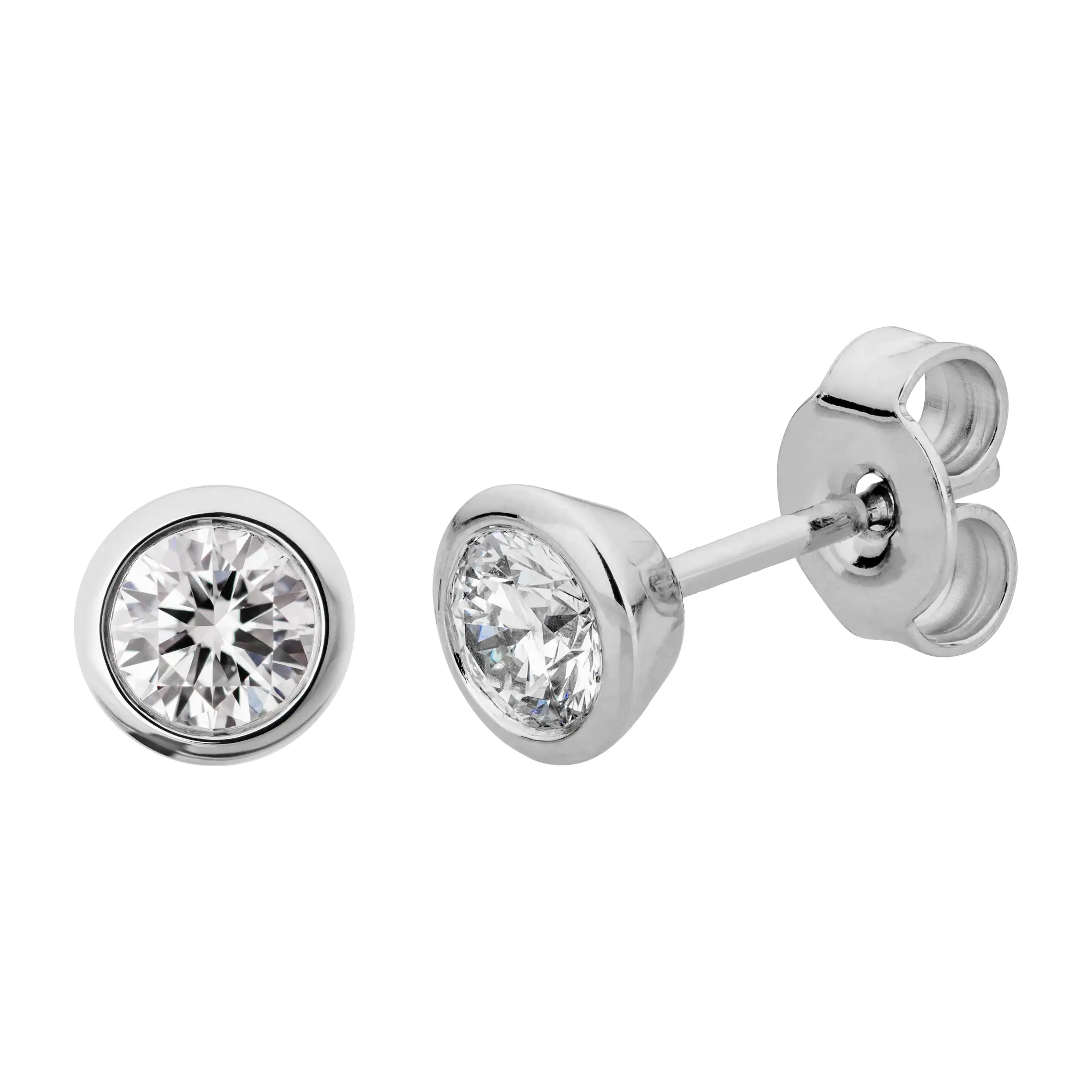 Gold Ohrschmuck Diamant 0,50ct Zarge Solitär - Klassiker