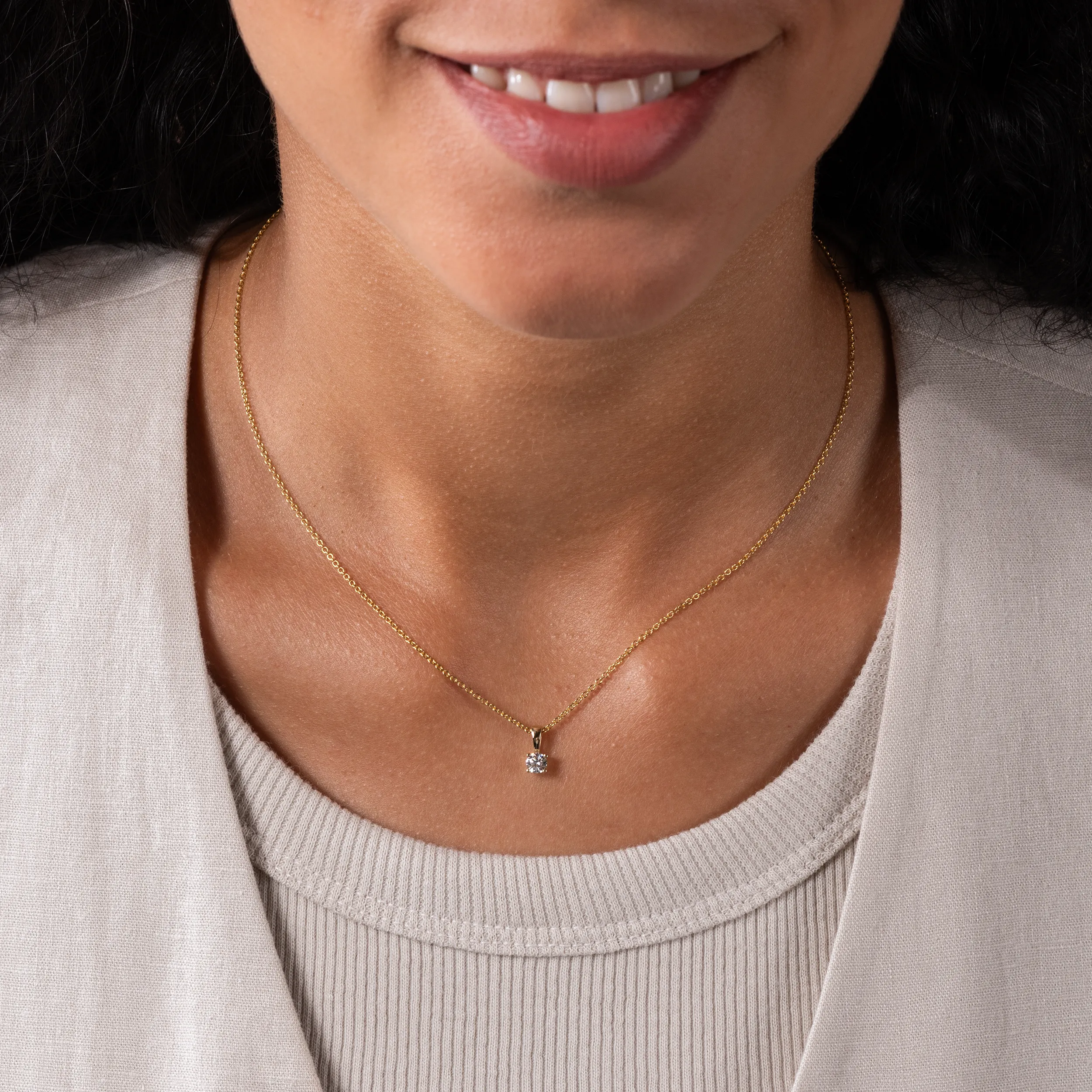 Gold Anhänger Diamant 0,25ct 4er Krappenfassung Solitär - Klassiker