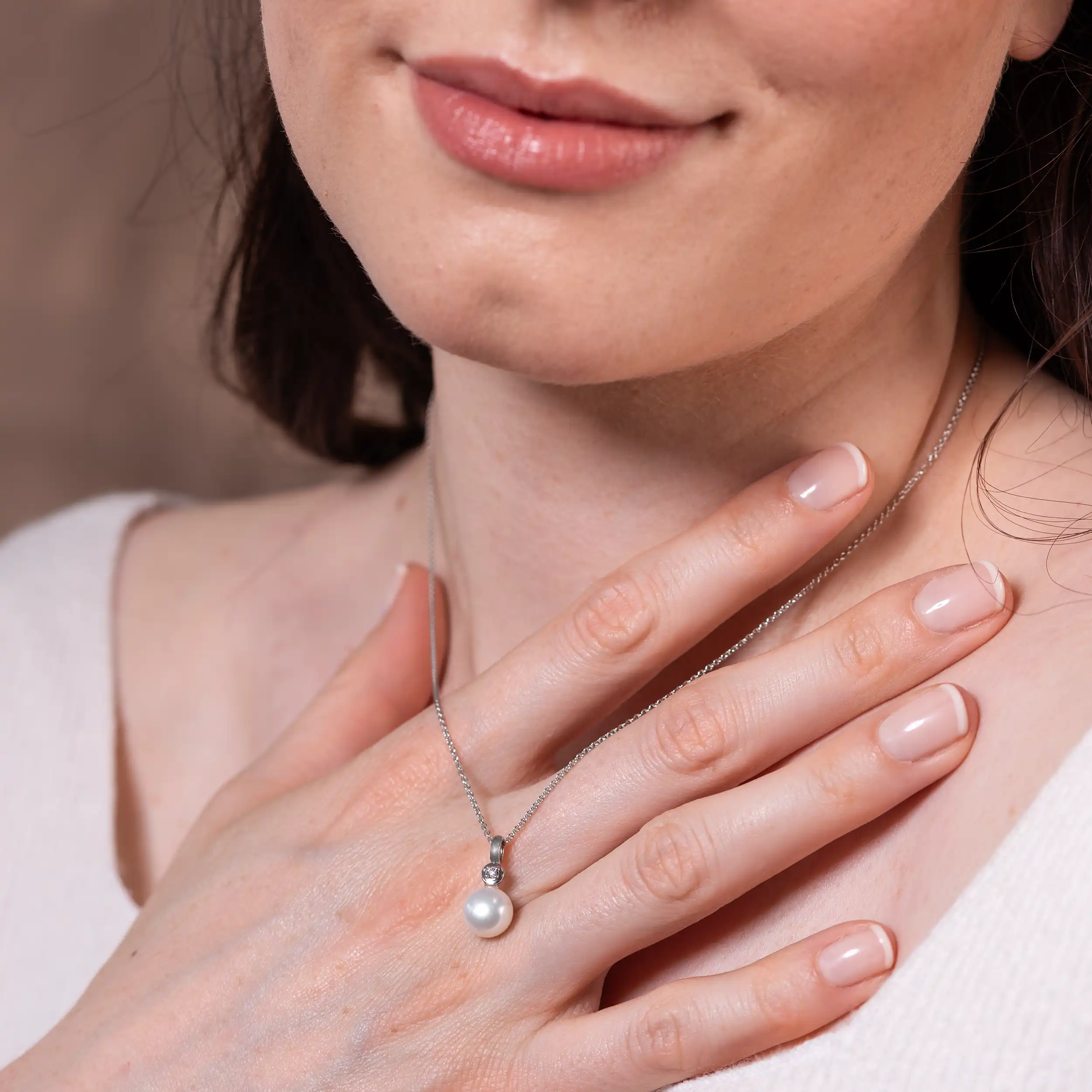 Gold Anhänger Diamant 0,02ct mit Perlen - Ozean