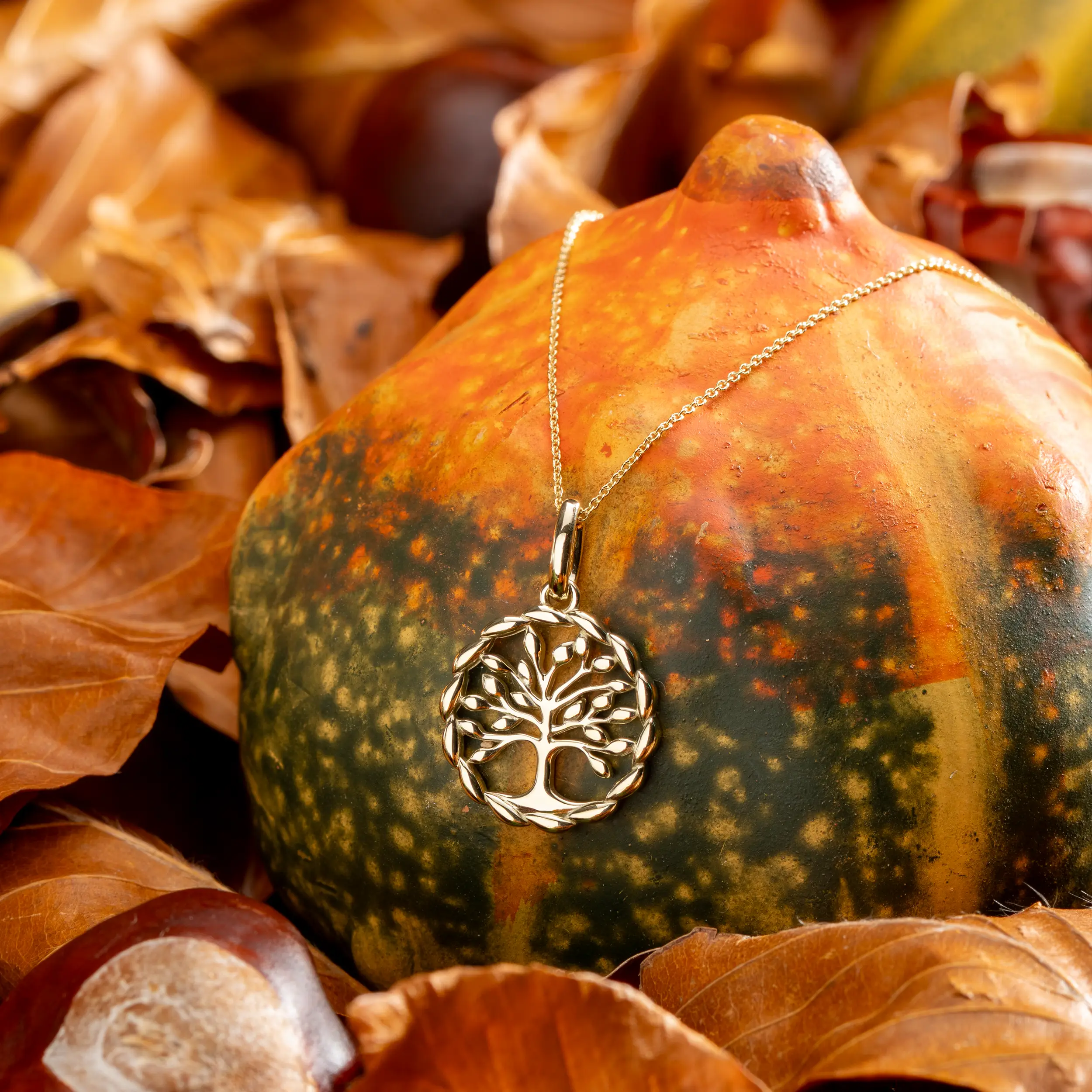 Gold Anhänger Lebensbaum Symbole