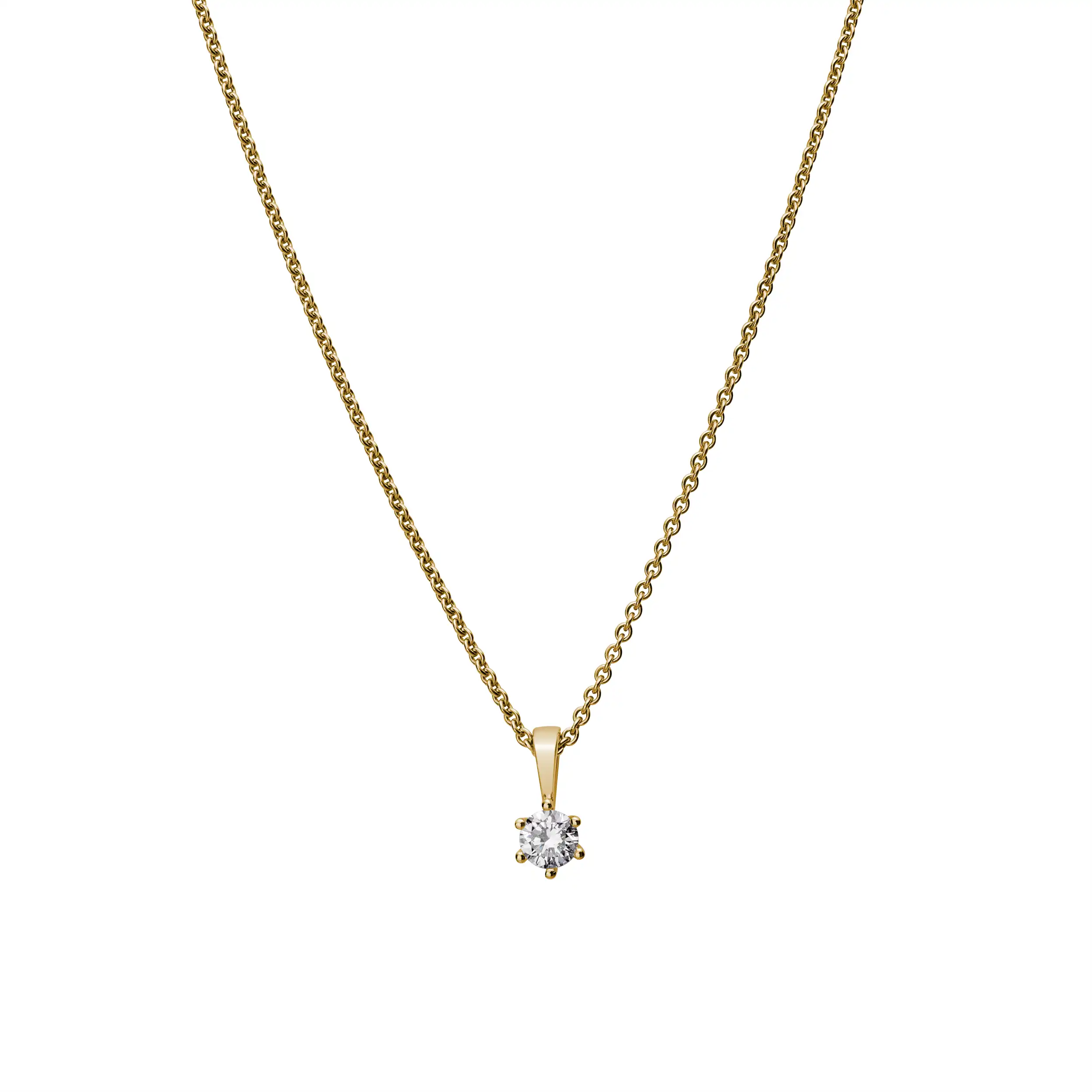 Gold Anhänger Diamant 0,20ct 6er Krappenfassung Solitär - Klassiker