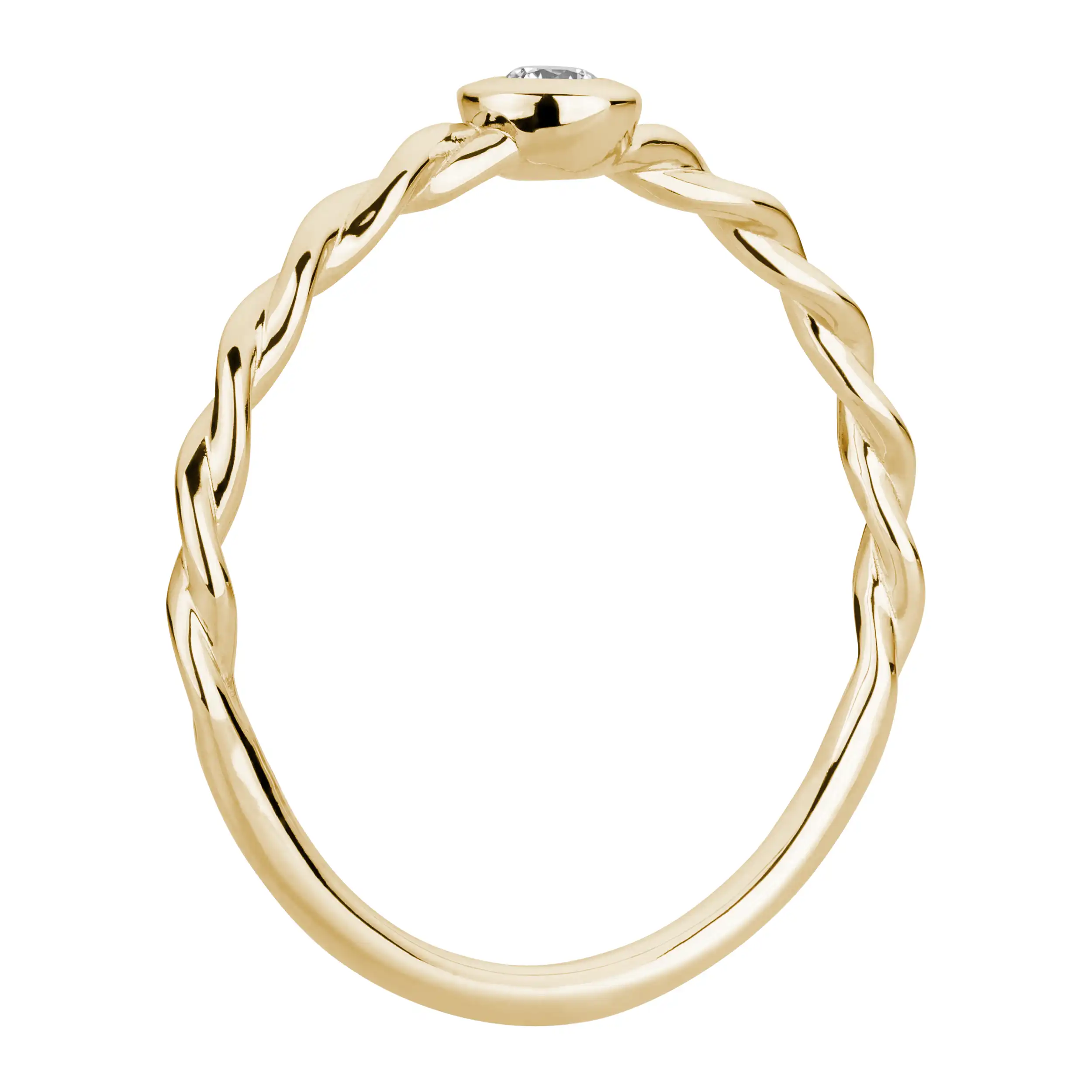 Gold Ring Kordel Diamant 0,06ct Zarge Solitär - Klassiker