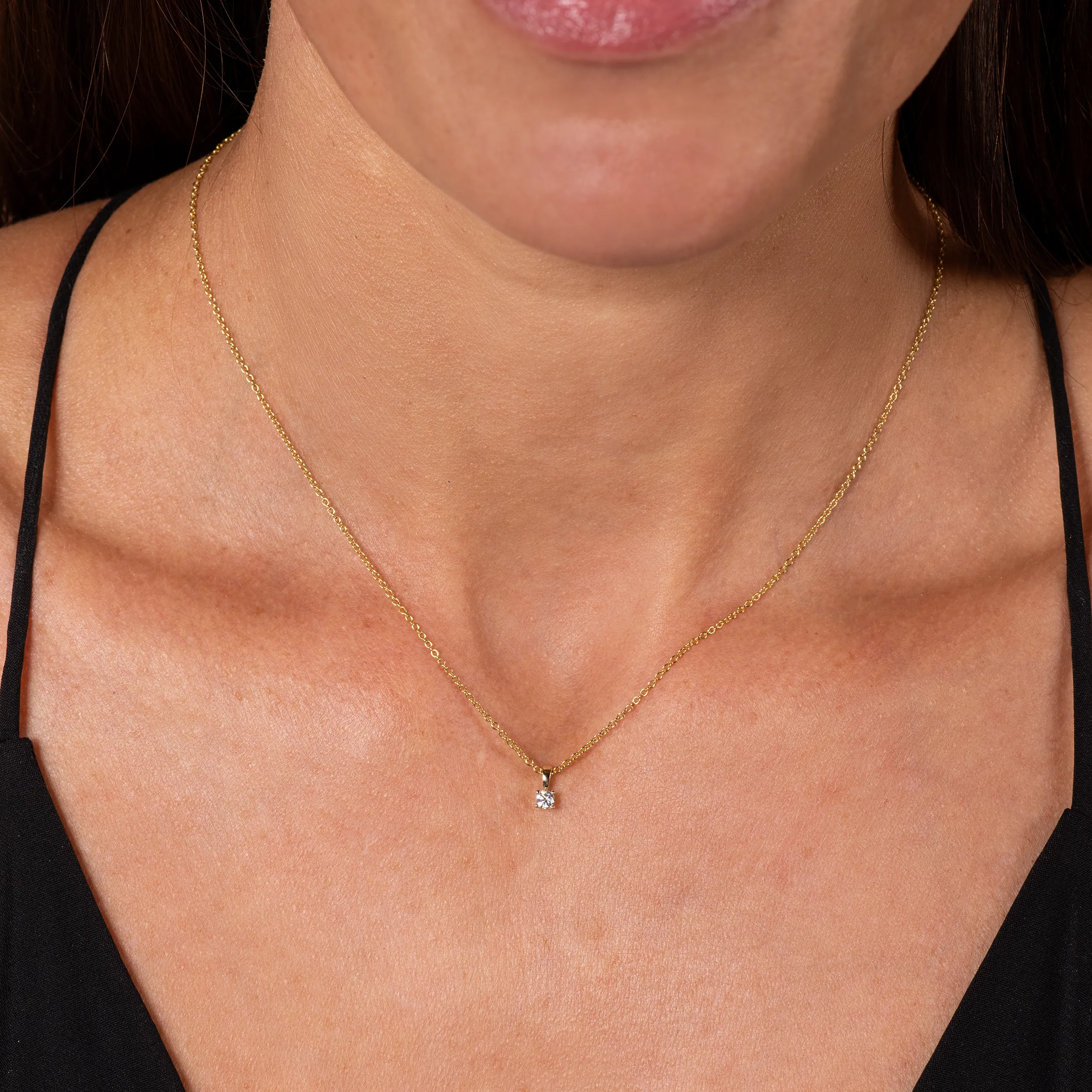 Gold Anhänger Diamant 0,10ct 4er Krappenfassung Solitär - Klassiker