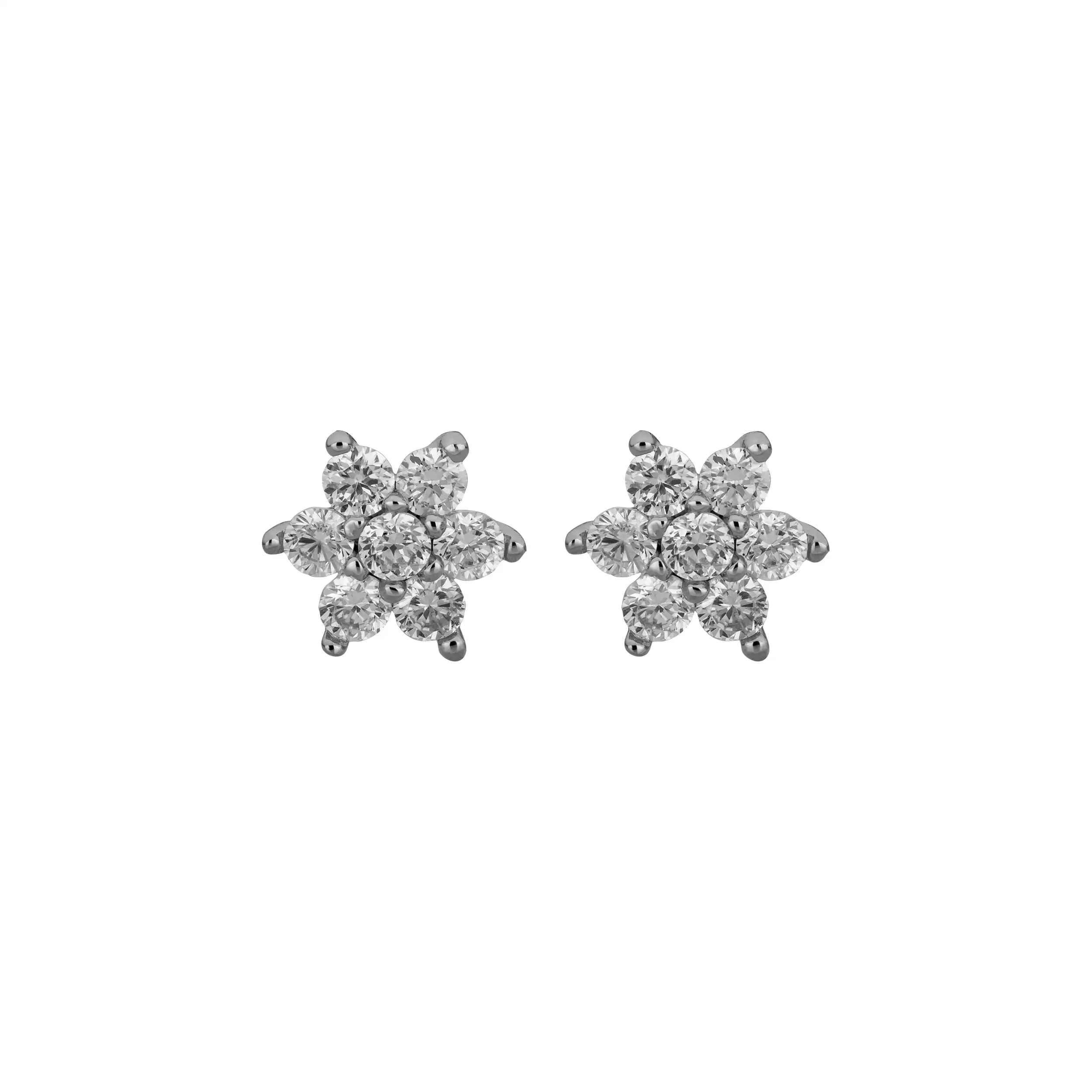 Gold Ohrschmuck Blume Diamant 0,19ct - Klassiker