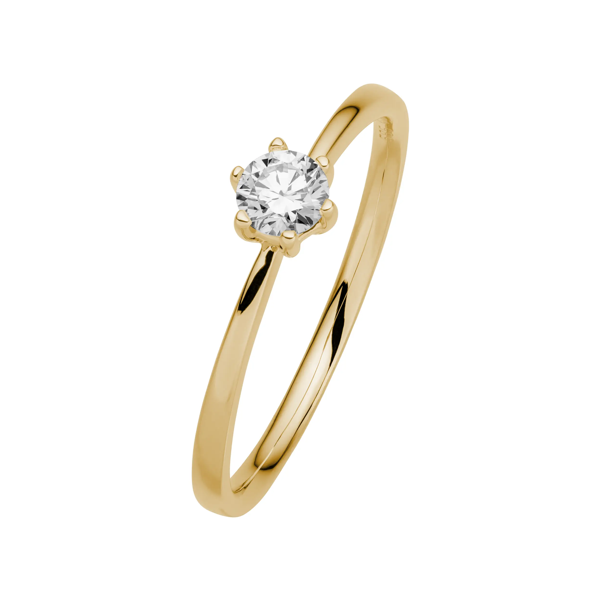 Gold Ring Diamant 0.25ct 6er Stotzen Solitaire