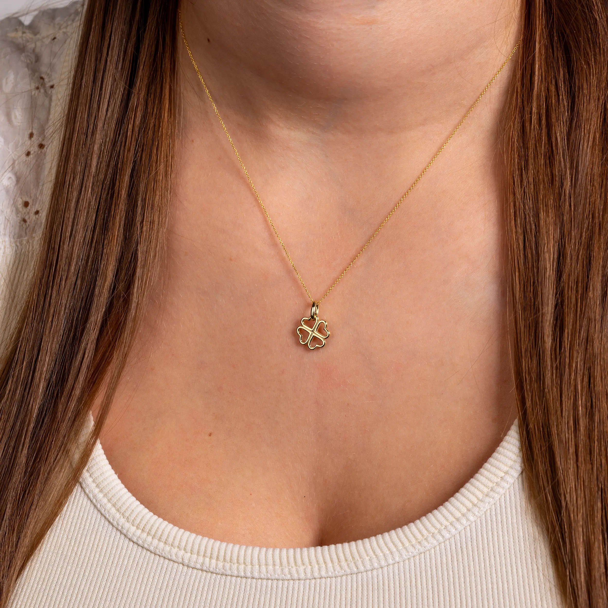 Gold Anhänger Kleeblatt Symbole