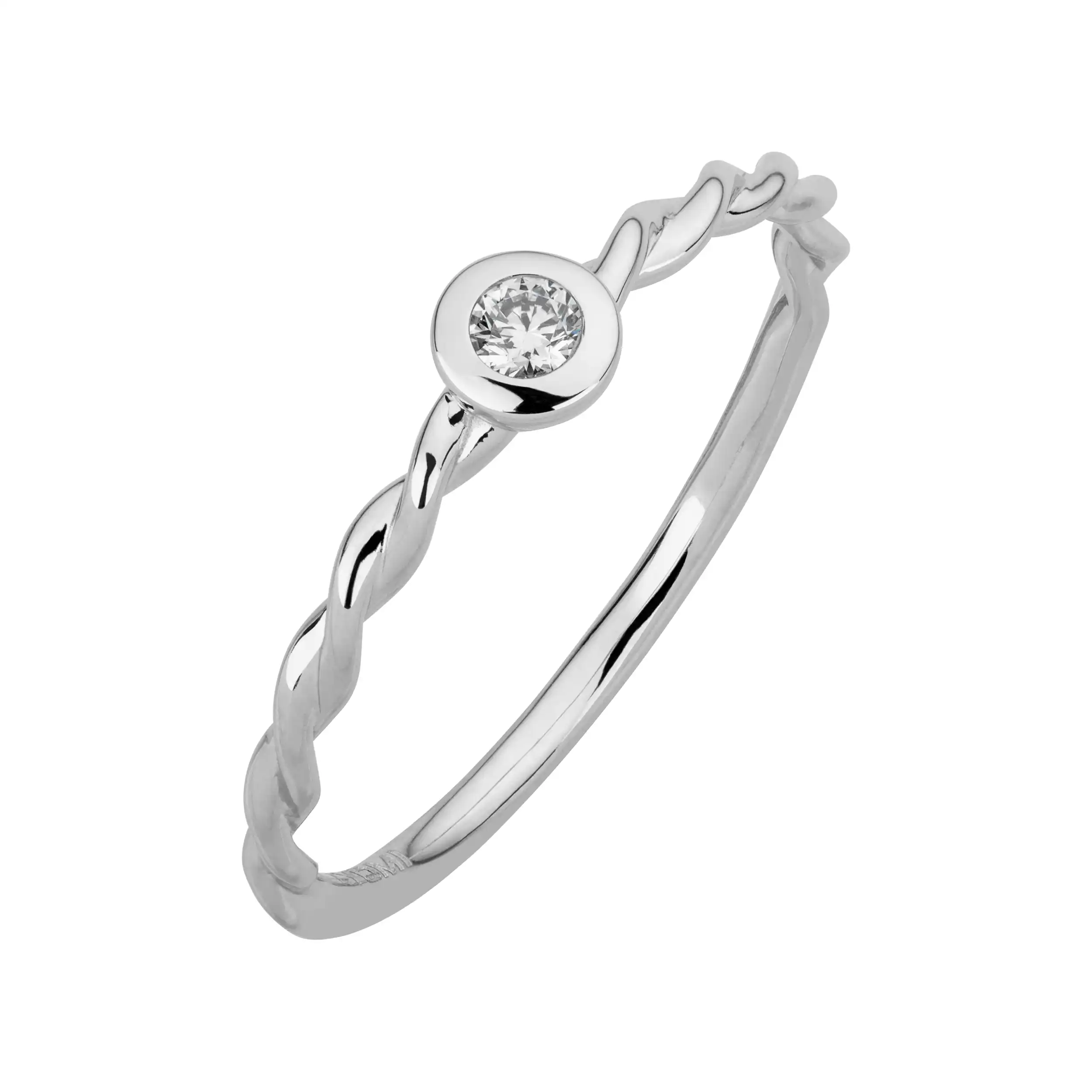 Gold Ring Kordel Diamant 0,06ct Zarge Solitär - Klassiker