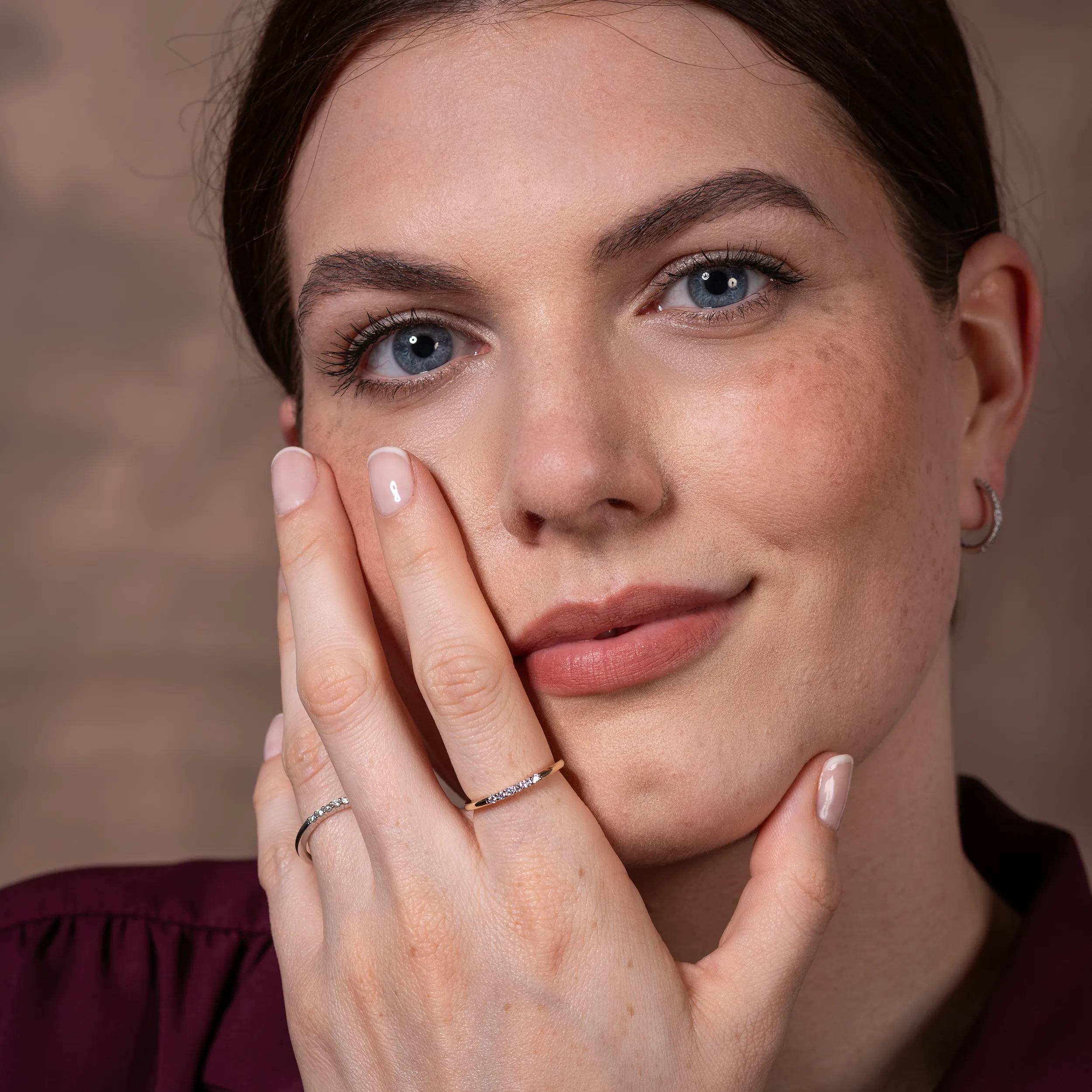 Gold Ring Diamant 0,11ct Mehrsteiner schmal - Klassiker