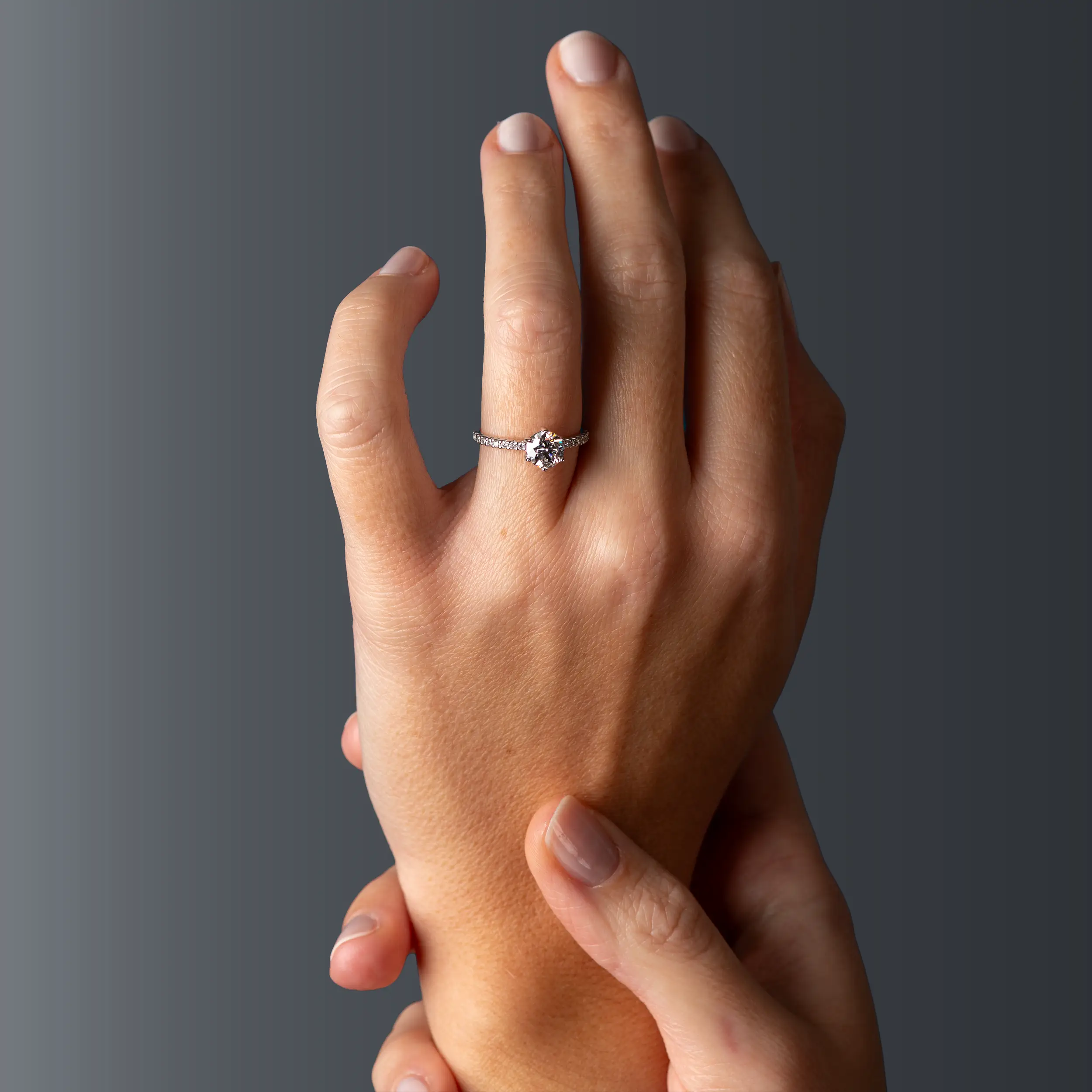 Weißgold Ring Diamant 1.19ct 6er Stotzen Solitaire Pave