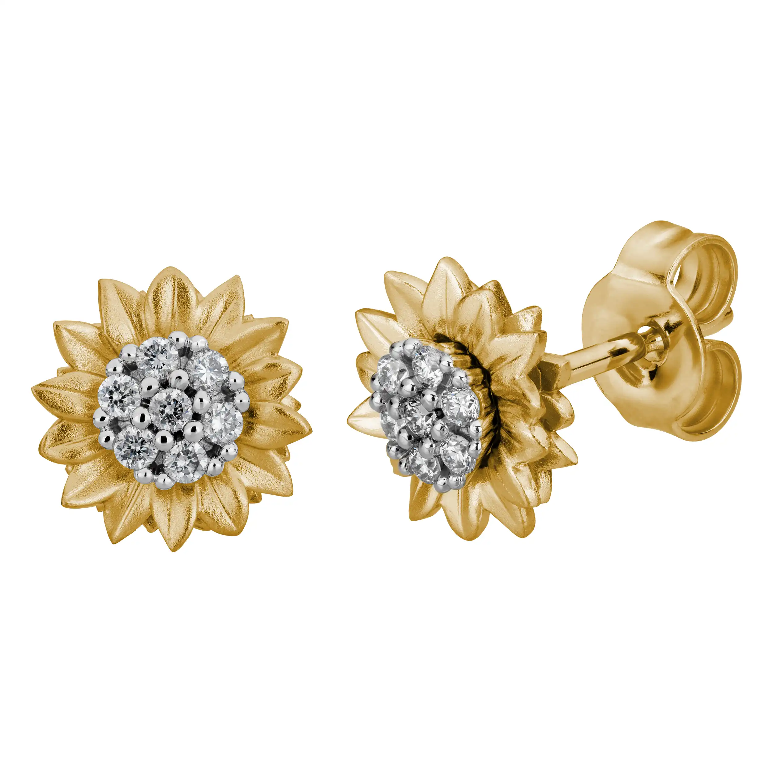 Gold Ohrschmuck Diamant 0,13ct Sonnenblume - Floral