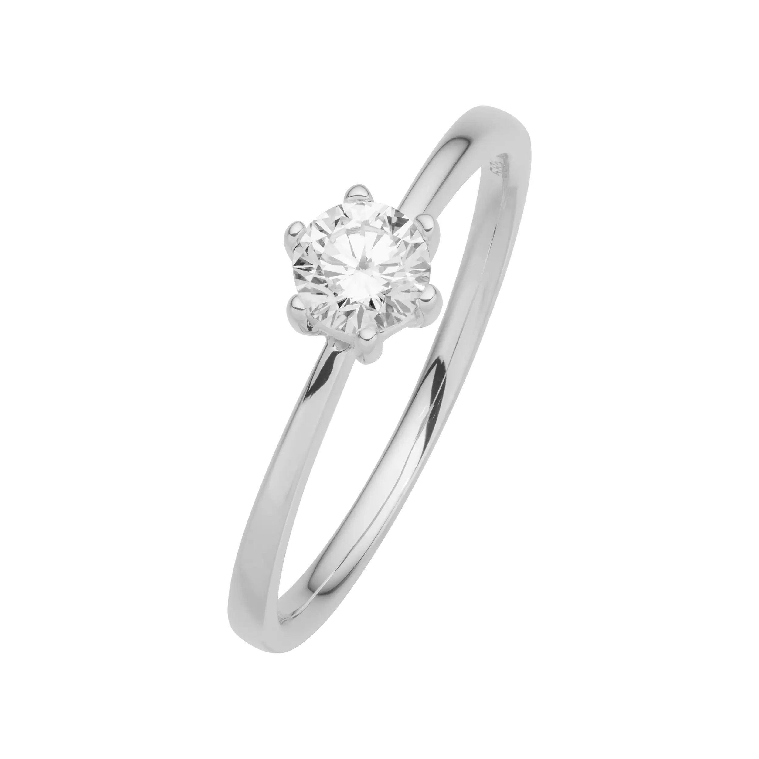 Weißgold Ring Diamant 0.33ct 6er Stotzen Solitaire