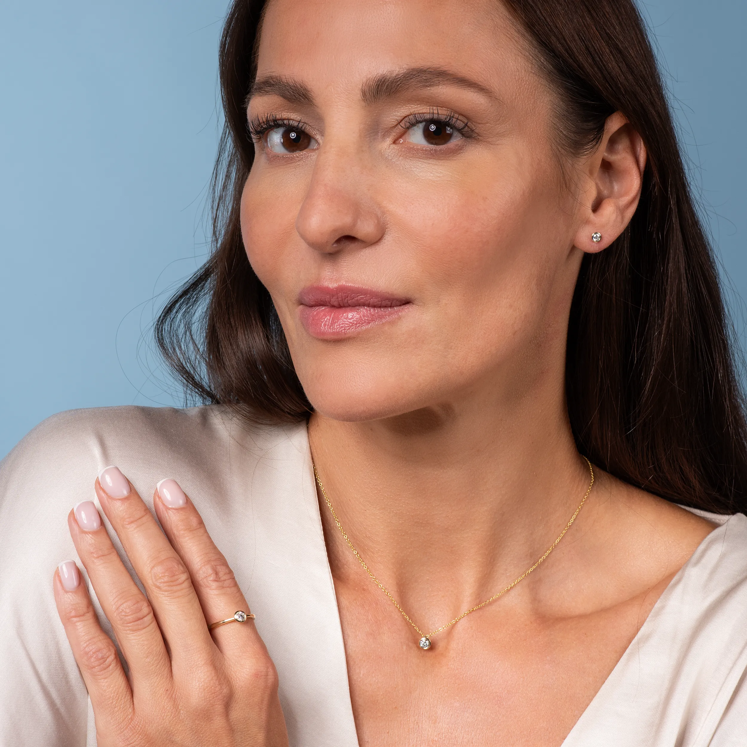 Gold Diamant Zarge Solitär - Klassiker