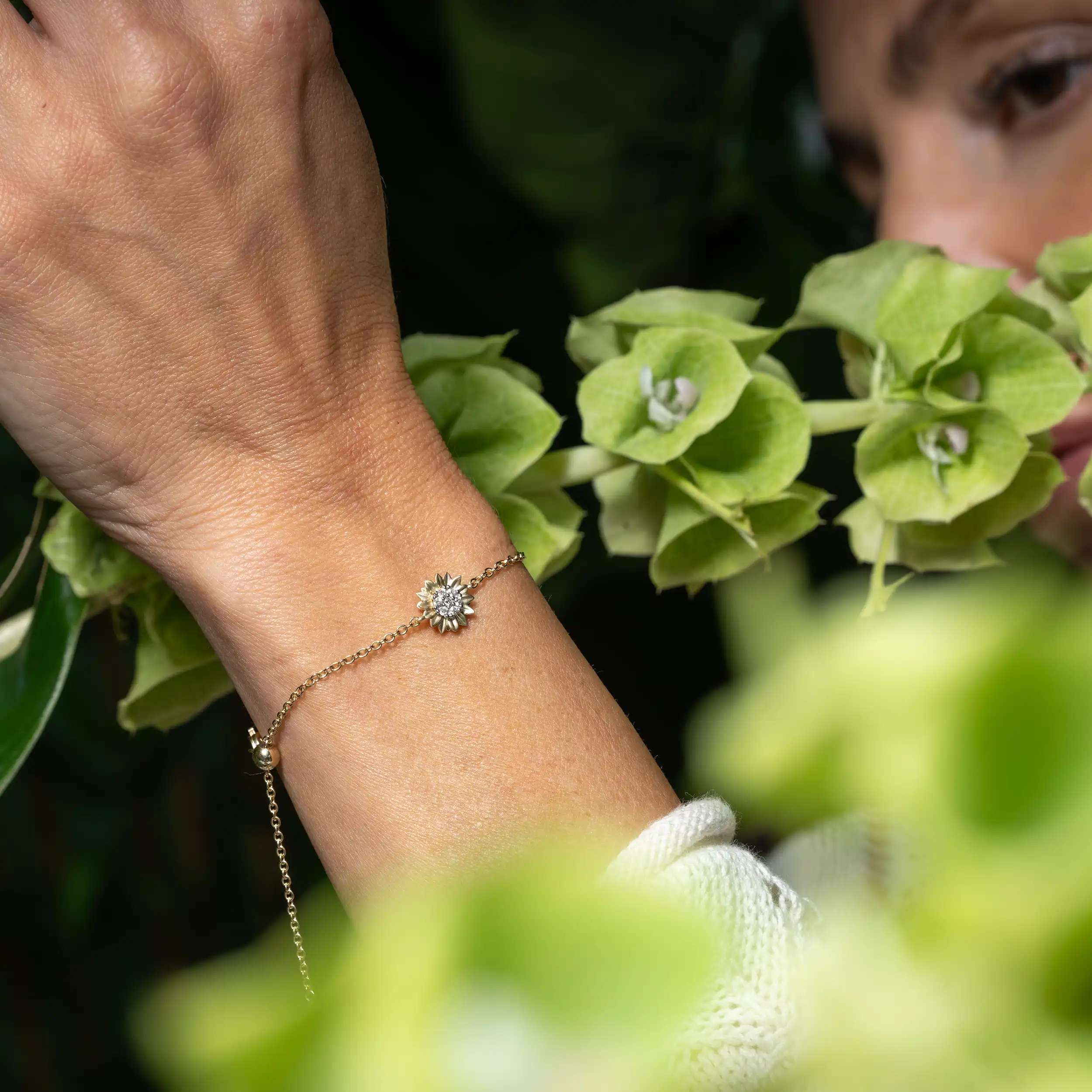 Gold Armband Diamant 0,10ct Sonnenblume - Floral